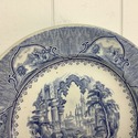 Antique Blue White Transferware Castle Scenery Pla