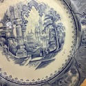 Antique Blue White Transferware Castle Scenery Pla