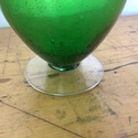 Green Hand Blown Glass Trophy Form Vase Clear Pull
