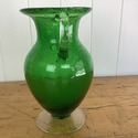 Green Hand Blown Glass Trophy Form Vase Clear Pull
