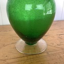 Green Hand Blown Glass Trophy Form Vase Clear Pull