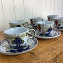 6 Made in Italy Ceramic Teacups and Saucers Carnat
