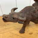 Chinese Hand Carved Water Buffalo Riding Male Figu