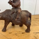 Chinese Hand Carved Water Buffalo Riding Male Figu
