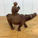 Chinese Hand Carved Water Buffalo Riding Male Figu