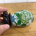 Vintage Cloisonne Jar w Lid Vase Mounted to Teak W