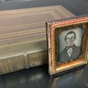 Antique Daguerreotype Photo Male Portrait Leather 