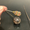 3 Victorian Era Hat Pines Full Rhinestone Top Colo