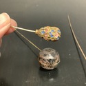 3 Victorian Era Hat Pines Full Rhinestone Top Colo