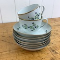 Antique Pasteware Lot Fruit Bowls 2 Cups Purple Fl