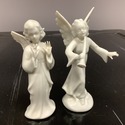 2 Dresden White Porcelain Musical Winged Angel Fig