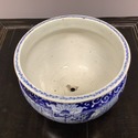Vintage Blue White Large Round Planter Fish Bowl W