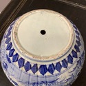 Vintage Blue White Large Round Planter Fish Bowl W