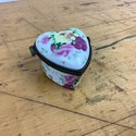 Vintage Porcelain Trinket Box Heart Shaped Bronze 