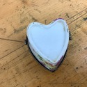 Vintage Porcelain Trinket Box Heart Shaped Bronze 