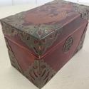 Signed Japan Lacquered Box Brass Trim on Corners C