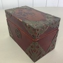 Signed Japan Lacquered Box Brass Trim on Corners C