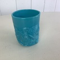 Blue Milk Glass Mug Grape Bunches Leaves Relief Pa