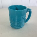 Blue Milk Glass Mug Grape Bunches Leaves Relief Pa