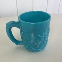 Blue Milk Glass Mug Grape Bunches Leaves Relief Pa
