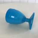 Vintage Blue Glass Footed Goblet Chalice Ribbed Aq