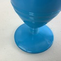 Vintage Blue Glass Footed Goblet Chalice Ribbed Aq