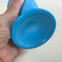 Vintage Blue Glass Footed Goblet Chalice Ribbed Aq
