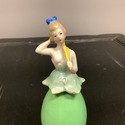 Art Deco Female Figure Perfume Bottle w Glass Daub