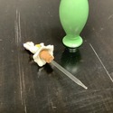 Art Deco Female Figure Perfume Bottle w Glass Daub