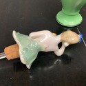 Art Deco Female Figure Perfume Bottle w Glass Daub