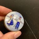 Vintage Porcelain Top Small Round Box Delft Boy Gi
