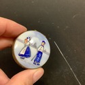 Vintage Porcelain Top Small Round Box Delft Boy Gi