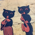Vintage H.E. Luhrs Die Cut Halloween Cats Playing 