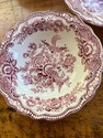6 Dessert Fruit Bowls Crown Ducal Bristol Red Pink
