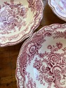 6 Dessert Fruit Bowls Crown Ducal Bristol Red Pink