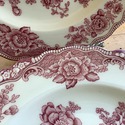 8 Crown Ducal Bristol Dinner Plates Red Pink Trans