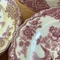8 Crown Ducal Bristol Dinner Plates Red Pink Trans