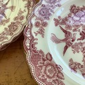 8 Crown Ducal Bristol Dinner Plates Red Pink Trans