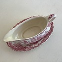 Crown Ducal Bristol Gravy Boat w Under Plate Red P