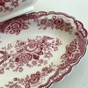 Crown Ducal Bristol Gravy Boat w Under Plate Red P