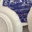 5 Spode Blue Tower Dinner Plates 10.75" Vintage En