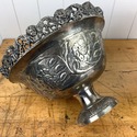 Pair Footed Mixed Metal Silver Gold Pedestal Bowls