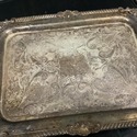 Vintage Silverplate Serving Tray Great Patina Shel