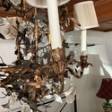 French Gilt and Porcelain Floral Lantern Chandelie