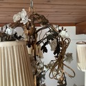 French Gilt and Porcelain Floral Lantern Chandelie