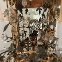 French Gilt and Porcelain Floral Lantern Chandelie