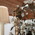 French Gilt and Porcelain Floral Lantern Chandelie