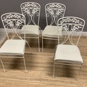 4 Wrought Iron Garden Chairs Set Floral Vine Intri