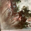 Vintage Oil Painting Asian Chinese Landscape Mount