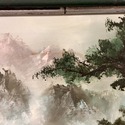Vintage Oil Painting Asian Chinese Landscape Mount